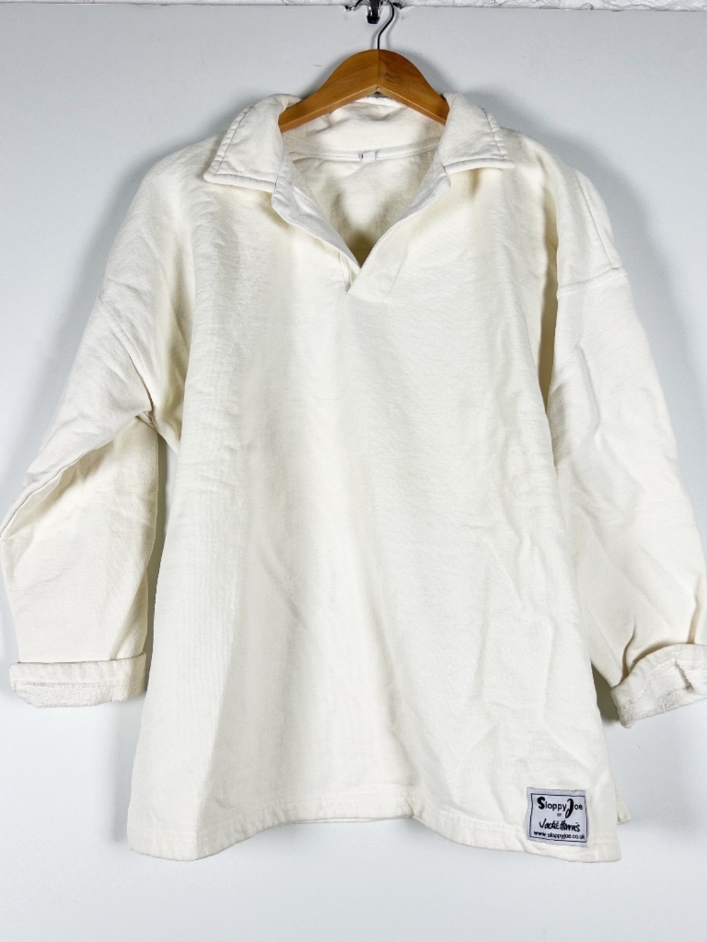 Sloppy Joe By Jackie Harris Organic Cotton Collared V Neck Pullover Sweater 1